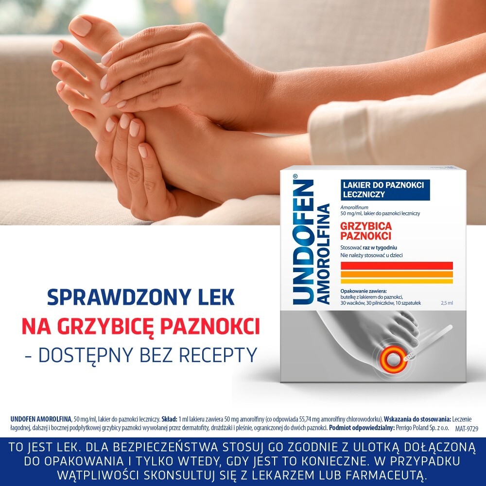 Undofen Amorolfina, 50 mg/ml, lakier do paznokci leczniczy, 2,5 ml