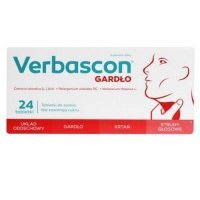 Verbascon GARDŁO - pomaga redukować podrażnienia gardła i krtani, 24 tabletki do ssania