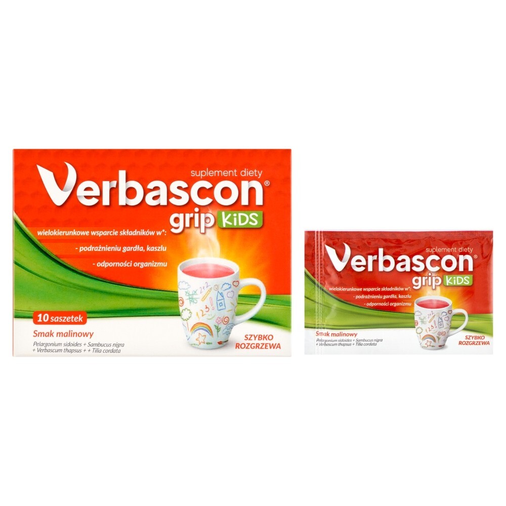 Verbascon Kids Grip, proszek do rozpuszczania, 10 saszetek
