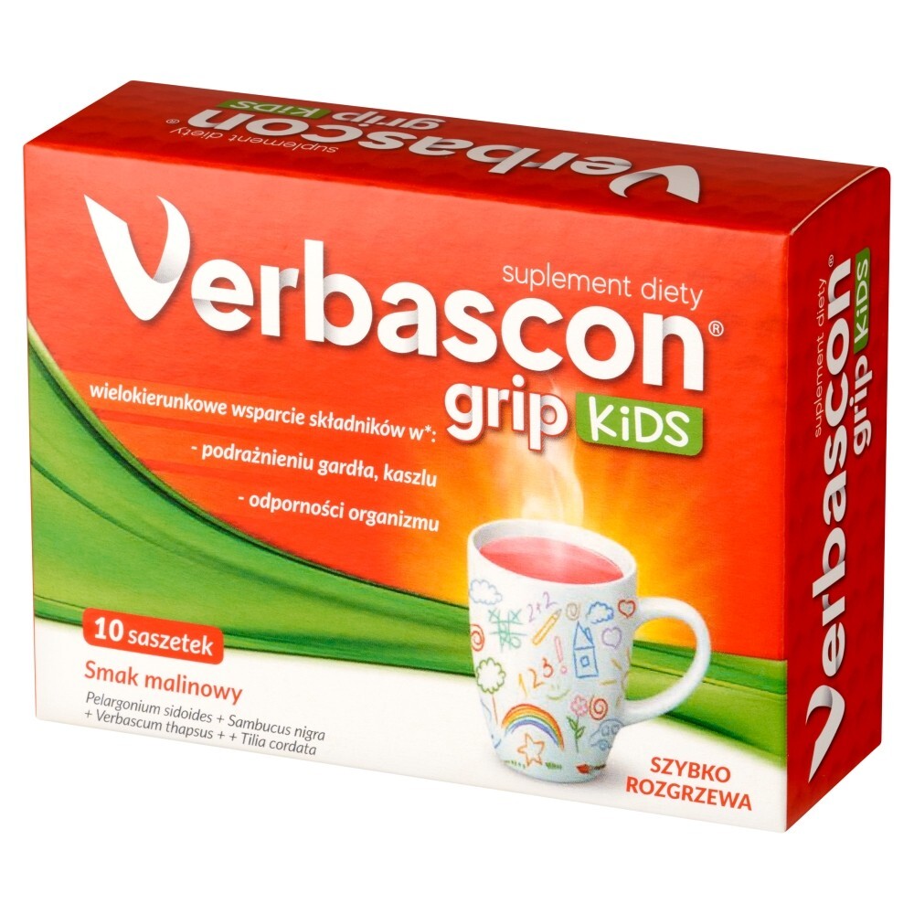 Verbascon Kids Grip, proszek do rozpuszczania, 10 saszetek