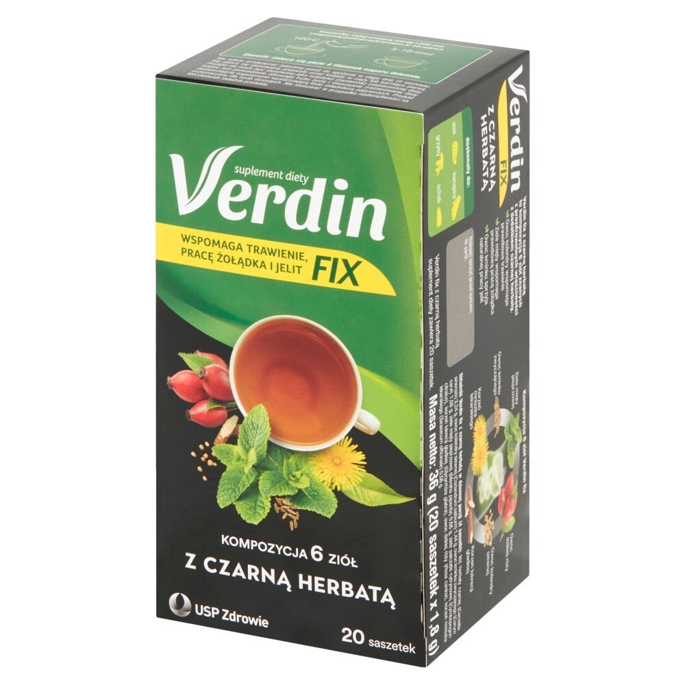 Verdin Fix Suplement diety kompozycja 6 ziół z czarną herbatą 36 g (20 x 1,8 g)