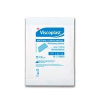 Viscoplast, jałowe kompresy gazowe z gazy bawełnianej, 17-nitkowe, 8 warstw, 5 cm x 5 cm, 3 sztuki