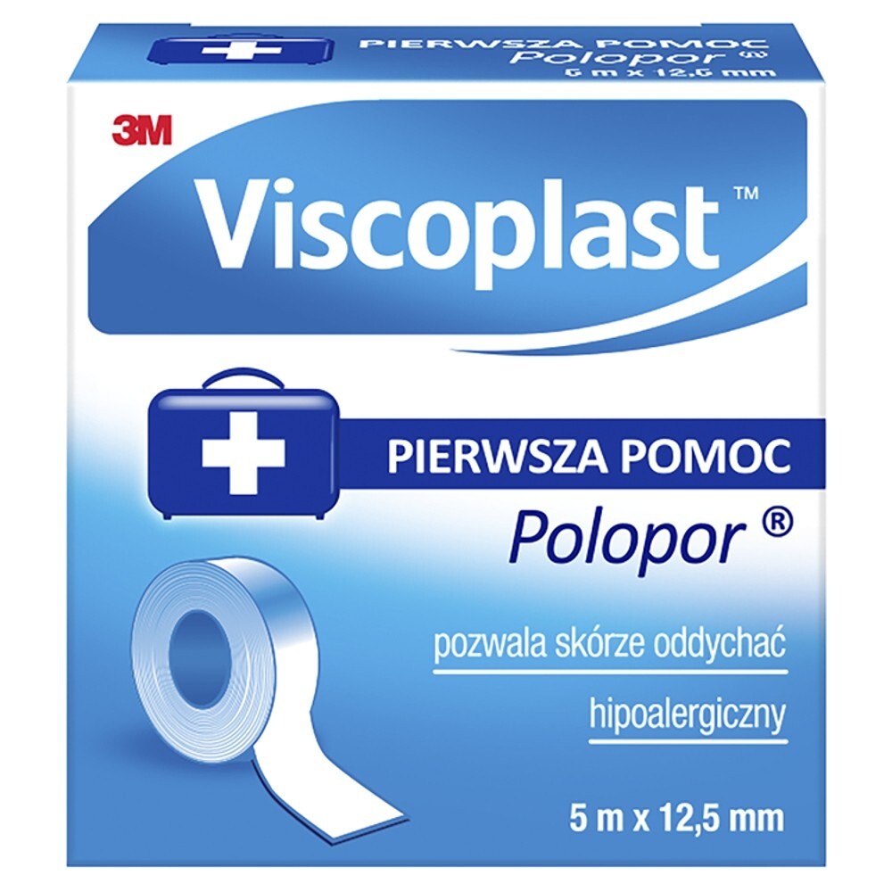 Viscoplast Polopor, przylepiec włókninowy, 5 m x 12,5 mm, 1 sztuka