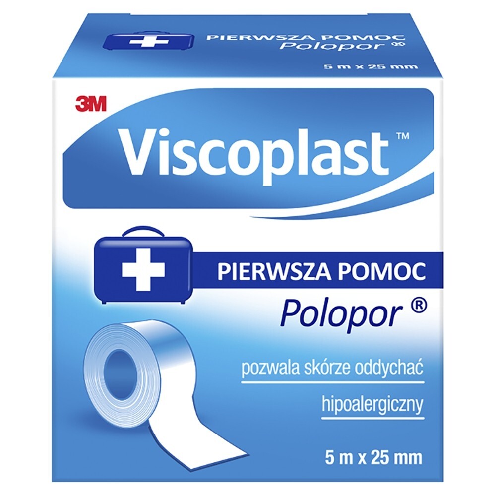 Viscoplast Polopor, przylepiec włókninowy, 5 m x 25 mm, 1 sztuka