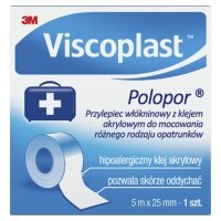Viscoplast Polopor, przylepiec włókninowy, 5 m x 25 mm, 1 sztuka