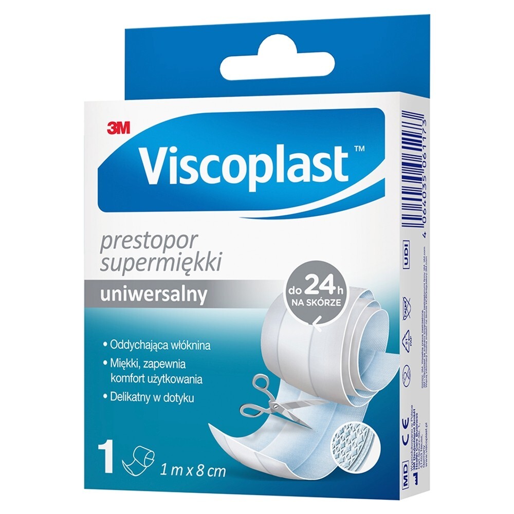 Viscoplast Prestopor Supermiękki, plaster, 1 m x 8 cm, 1 sztuka