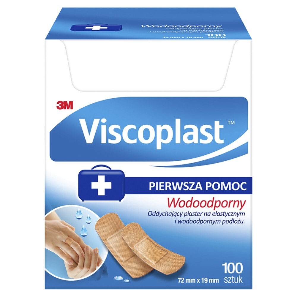 Viscoplast Zestaw plastrów wodoodporny 72 mm x 19 mm 100 sztuk
