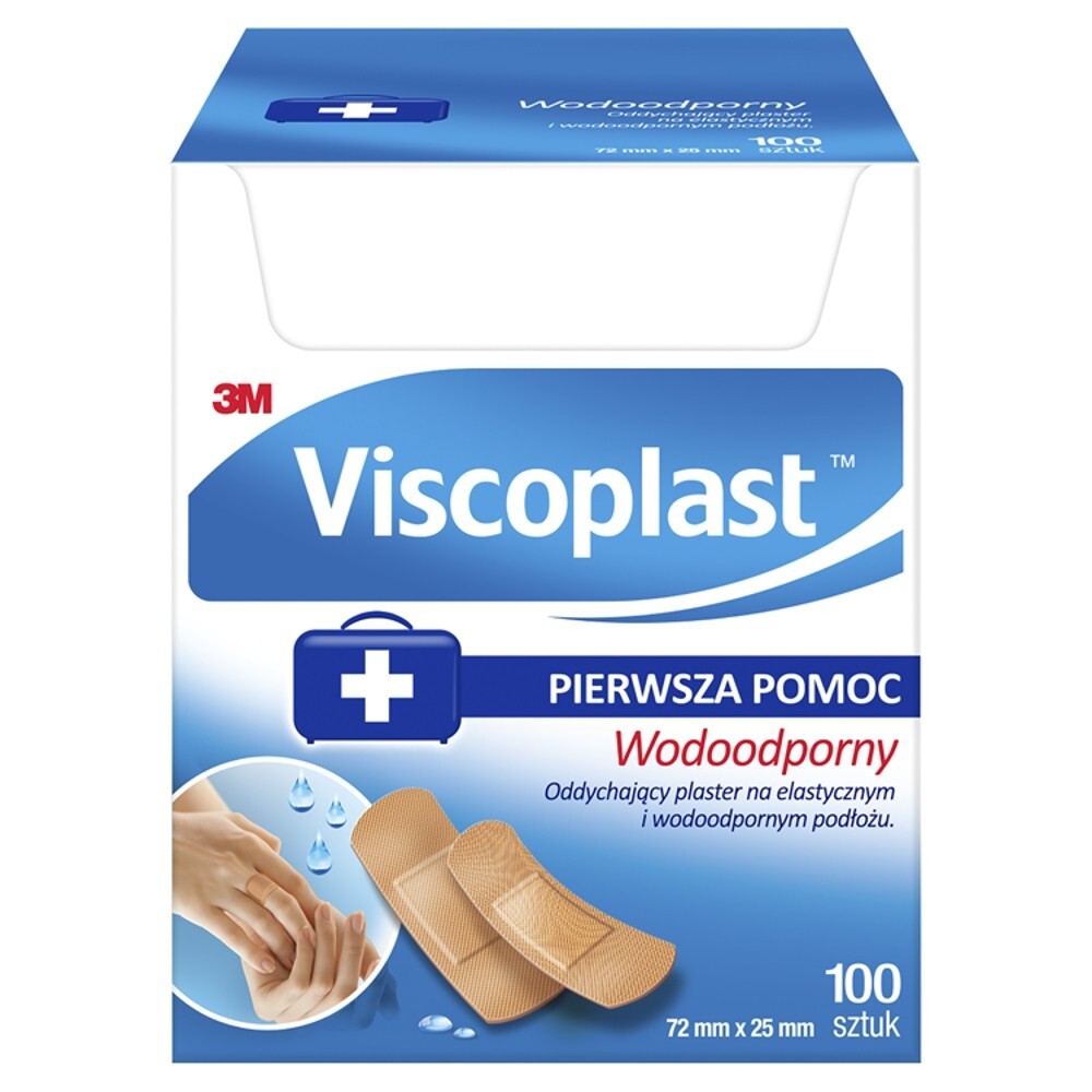 Viscoplast Zestaw plastrów wodoodporny 72 mm x 25 mm 100 sztuk