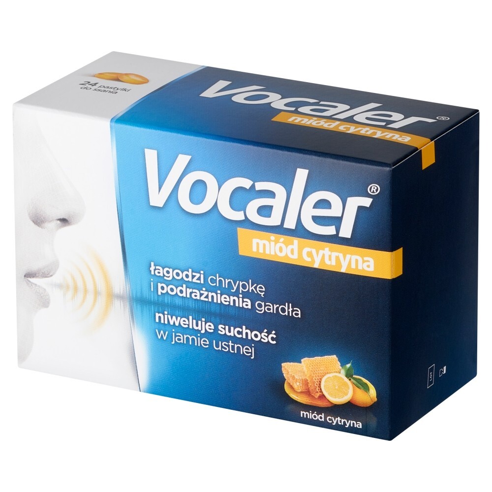 Vocaler, miód cytryna, pastylki do ssania, 24 pastylek