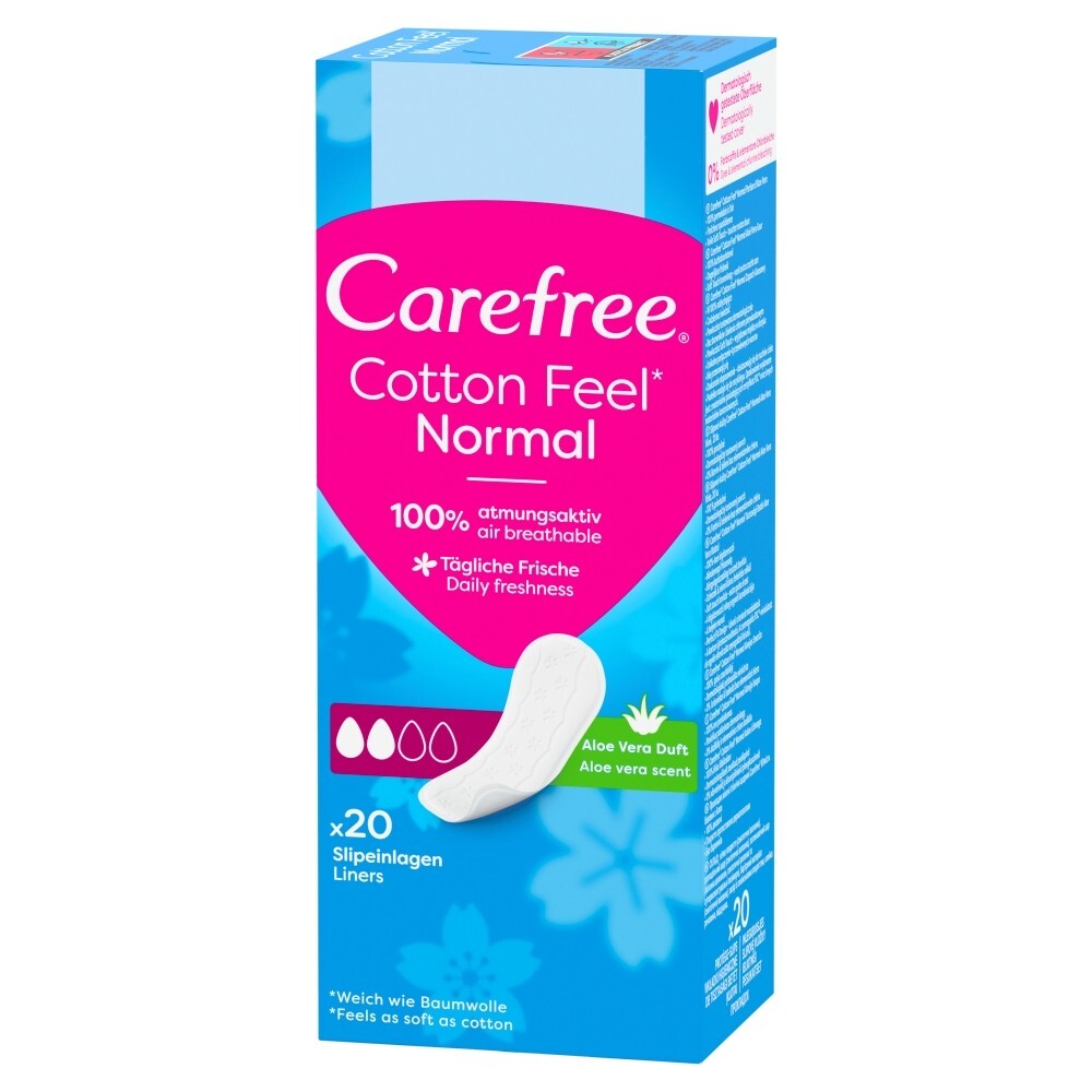 Wkładki higieniczne CAREFREE COTTON FEEL NORMAL ALOE zapach aloesowy, 20 sztuk