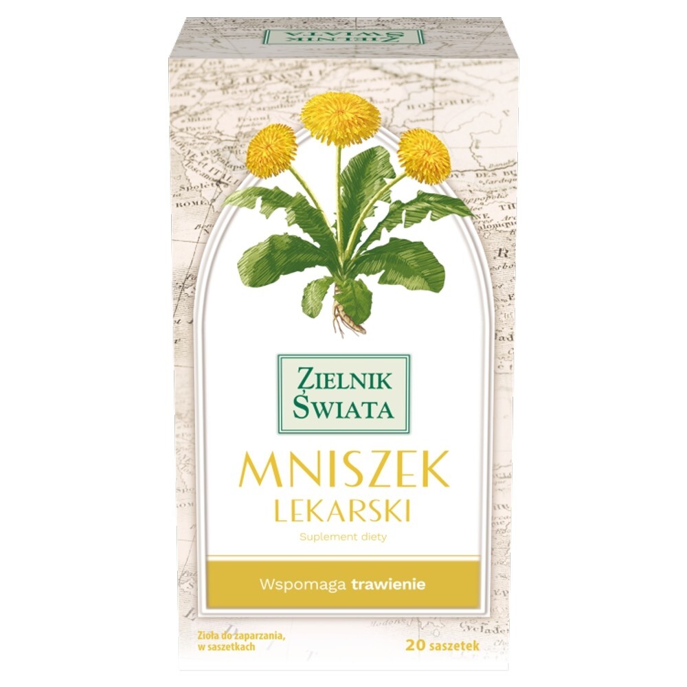 Zielnik Świata Mniszek lekarski, zioła do zaparzania w saszetkach, 20 sztuk