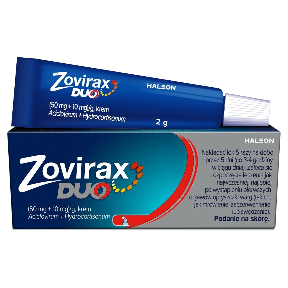 Zovirax Duo, 50 mg + 10 mg, krem na skórę, 2 g