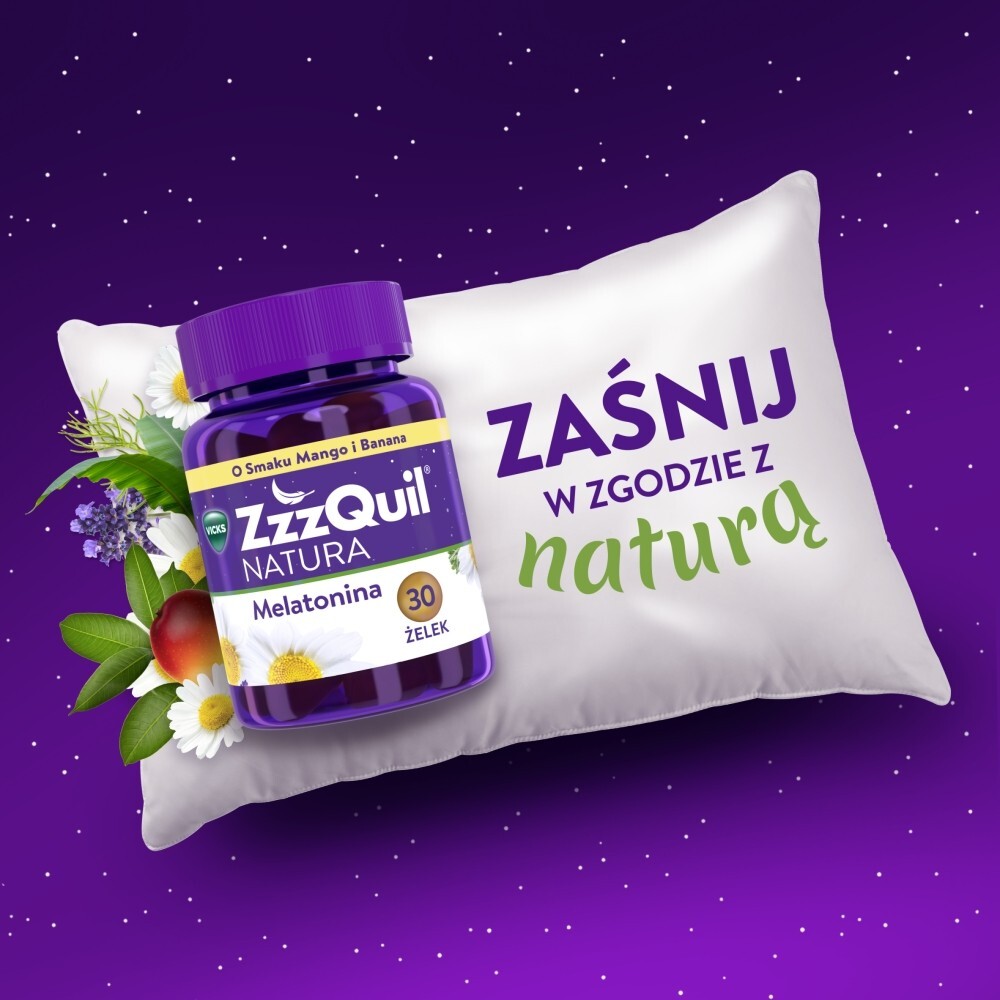 ZzzQuil Natura, żelki, smak mango-banan, 30 sztuk